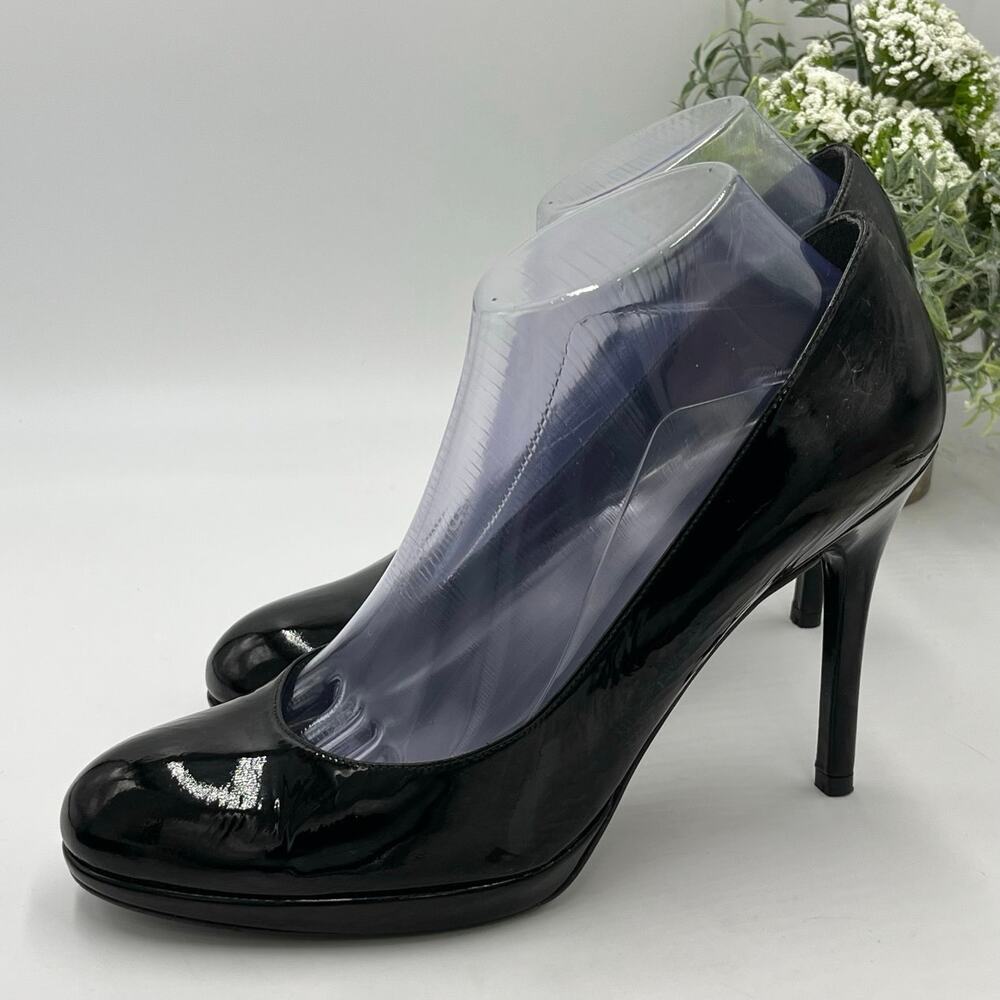 Stuart Weitzman Heels Patent Leather Black Stiletto‎ Platform Pumps Shoe Sz 9.5N